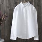 Long-sleeved Peter Pan Collar Plain Blouse