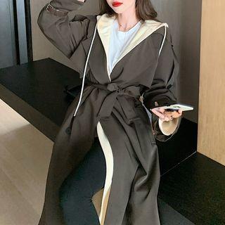 Double-breasted Midi Trench Coat / Hooded Midi Jacket