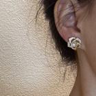 Flower Rhinestone Faux Pearl Alloy Earring 1 Pair - White Faux Pearl - Gold - One Size