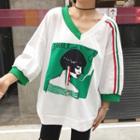 Printed 3/4 Sleeve Pullover