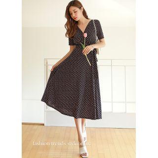 Patterned Long Wrap Dress