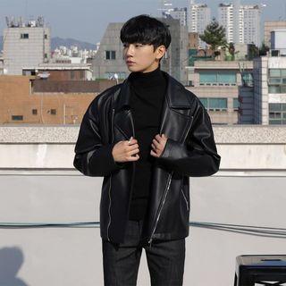 Boxy-fit Faux-leather Rider Jacket