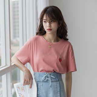 Embroidered Cotton Short-sleeve T Shirt