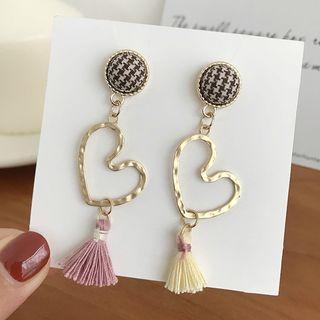 Tasseled Heart Drop Earring / Clip-on Earring