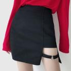Strapped Asymmetric A-line Mini Skirt