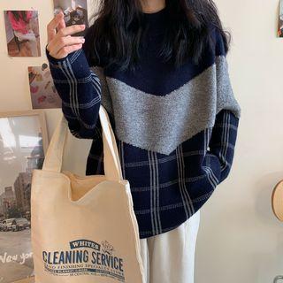 Plaid Panels Sweater