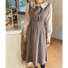 Sleeveless Herringbone Jumper Dress Brown - One Size