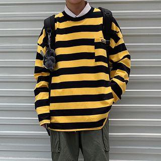 Pocket-front Oversize Long-sleeve Top