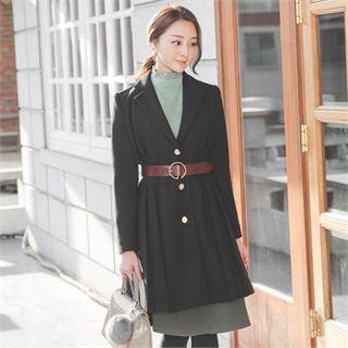 Pintuck-detail A-line Coat With Belt