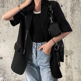 Short-sleeve Zip-up Blazer