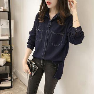Long-sleeve Contrast Lining Shirt