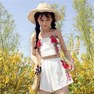 Set: Flower Applique Crop Top + Shorts