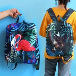 Printed Square Oxford Backpack