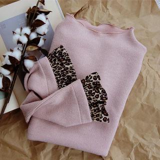 Leopard Cuff Ribbed Top