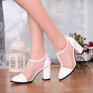 Mesh-panel Chunky-heel Sandals