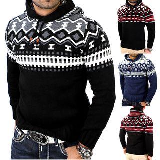 Print Knit Hoodie