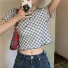 Lettuce Edge Short-sleeve Cropped Top As Shown In Figure - One Size