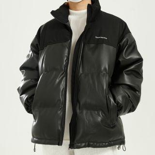 Faux Leather Panel Padded Jacket