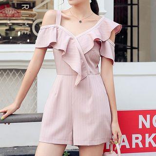 Ruffle Cold Shoulder Playsuit