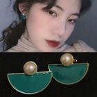 Faux Pearl Half Disc Dangle Earring 1 Pair - Earrings - A32a - Bluish Green - One Size