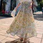 Floral Print Chiffon A-line Maxi Skirt