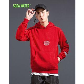 Badge-accent Hooded Pullover