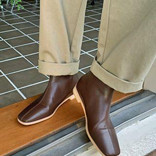 Flat-heel Pleather Ankle Boots