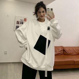 Applique Square Print Sweatshirt
