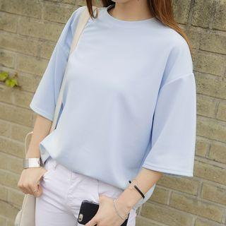 Boxy-fit Elbow-sleeve T-shirt