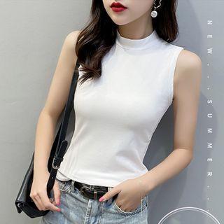 Mock Neck Plain Tank Top