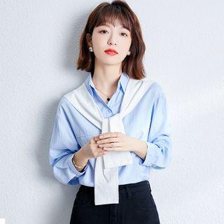 Shawl Panel Mock Two Piece Shirt
