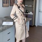 Silky Double-breasted Tie-waist Coat