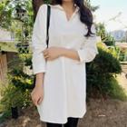 Open-placket Plain Shirtdress