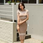 Striped Slim-fit Long Knit Dress