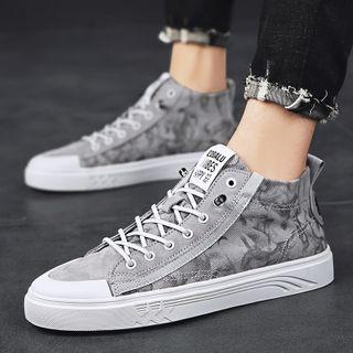 Printed Canvas High Top Sneakers