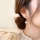 Faux Pearl Drop Earring 1 Pair - Gold & Silver Rhinestone & Faux Pearl - White - One Size