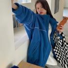 Contrast Trim Zip-up Fleece Jacket Blue - One Size