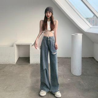 Rib Wide Leg Jeans