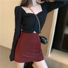 Long-sleeve Knit Top / Skirt