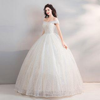 Glittered Off-shoulder Wedding Ball Gown