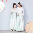 Long-sleeve Hanfu Top / Spaghetti Strap Top / A-line Maxi Skirt
