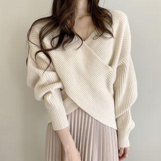 V-neck Wrapped Knit Sweater