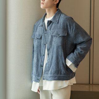 Corduroy Mock Two Piece Button Jacket