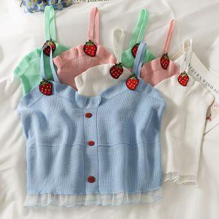Strawberry-patch Mesh-hem Cropped Camisole Top In 5 Colors