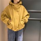 Drawstring Padded Zip Jacket Yellow - One Size