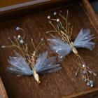 Wedding Faux Crystal Mesh Branches Hair Clip Hair Clip - Aqua Blue & 1 Pair - Earring - One Size