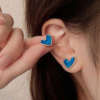 Heart Ear Stud / Open Hoop Earring