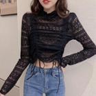 Lace High-neck Long-sleeve Top