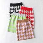 Argyle Knit Mini Pencil Skirt