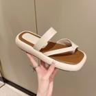 Faux Leather Toe Loop Slide Sandals